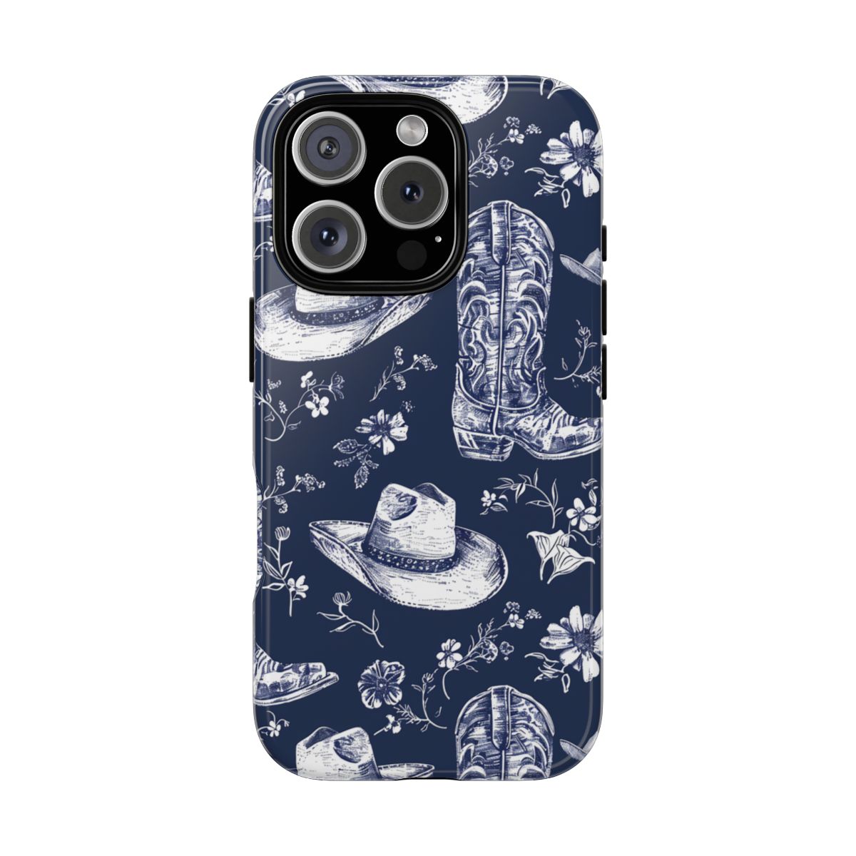 Navy Floral Boots Tough Case