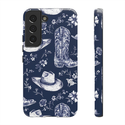 Navy Floral Boots Tough Case