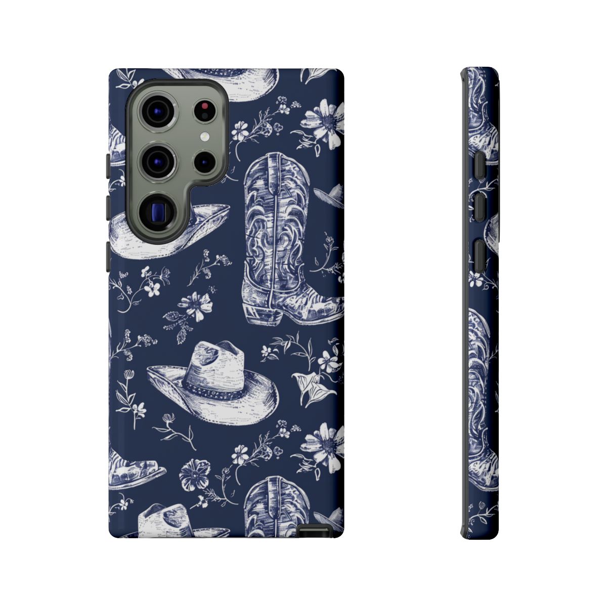 Navy Floral Boots Tough Case