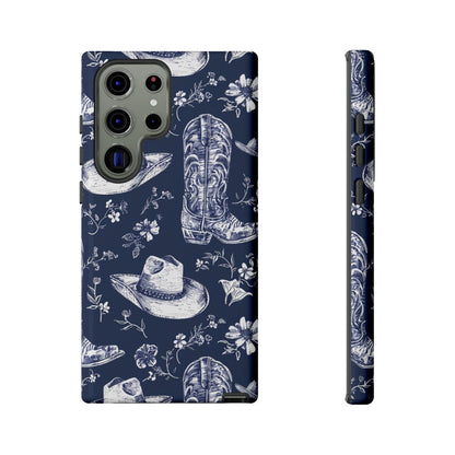 Navy Floral Boots Tough Case