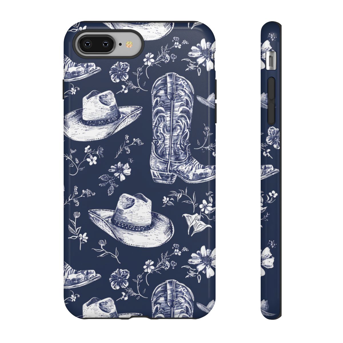 Navy Floral Boots Tough Case