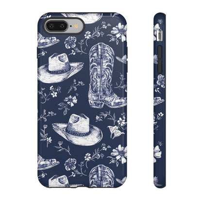 Navy Floral Boots Tough Case