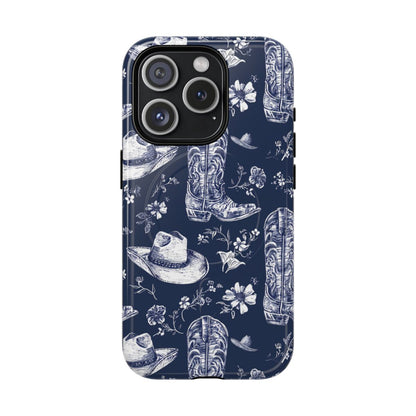 Navy Floral Boots Magnetic Case