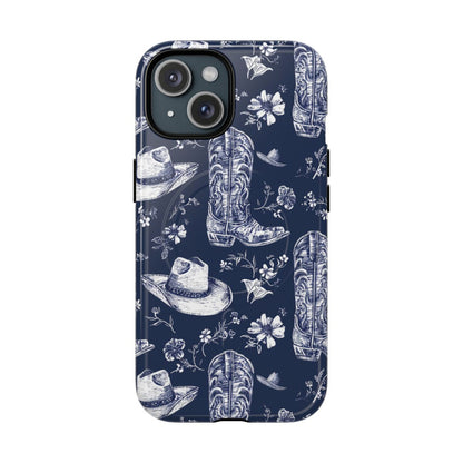 Navy Floral Boots Magnetic Case