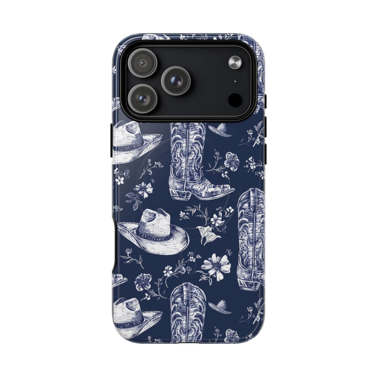 Navy Floral Boots Magnetic Case