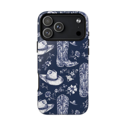 Navy Floral Boots Magnetic Case