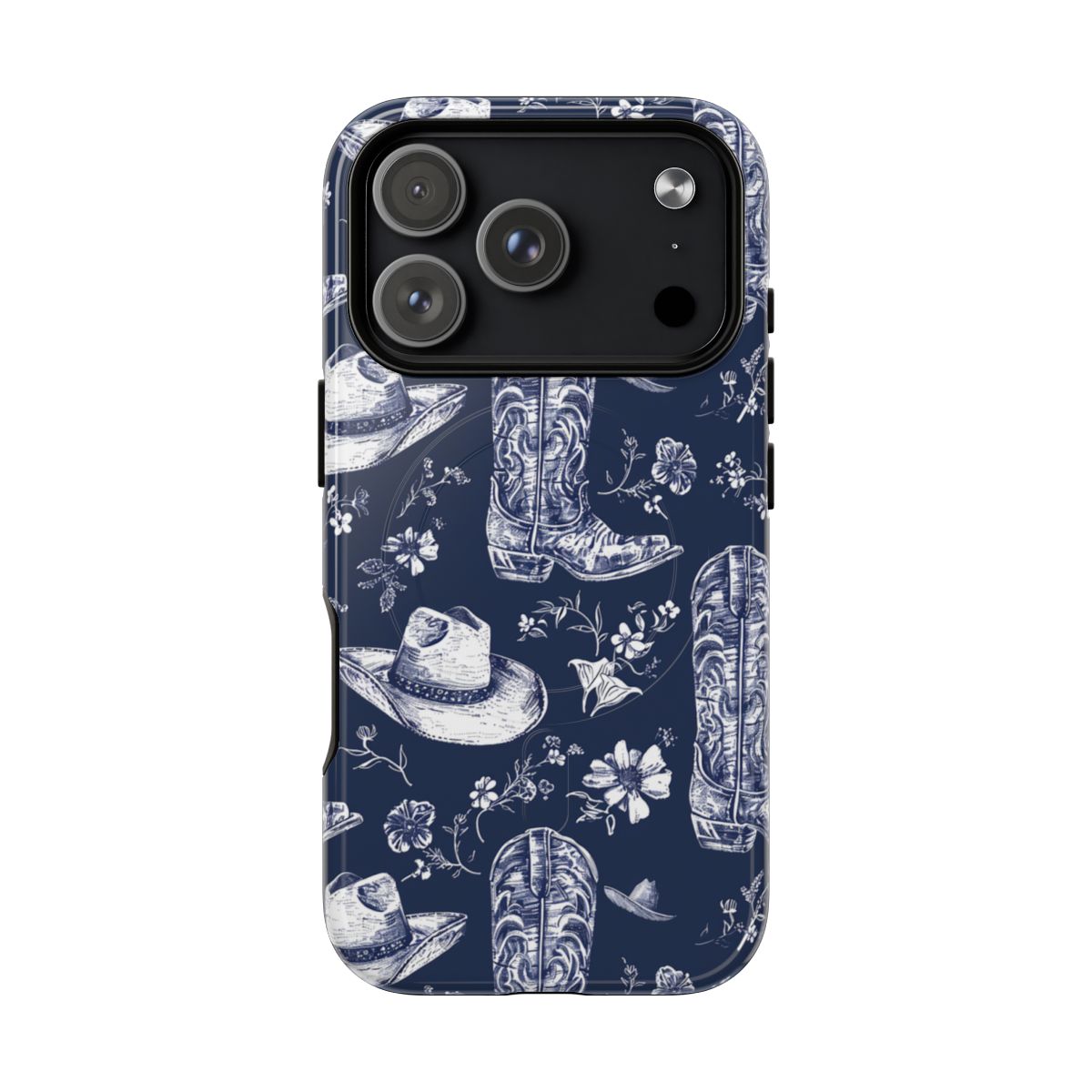 Navy Floral Boots Magnetic Case