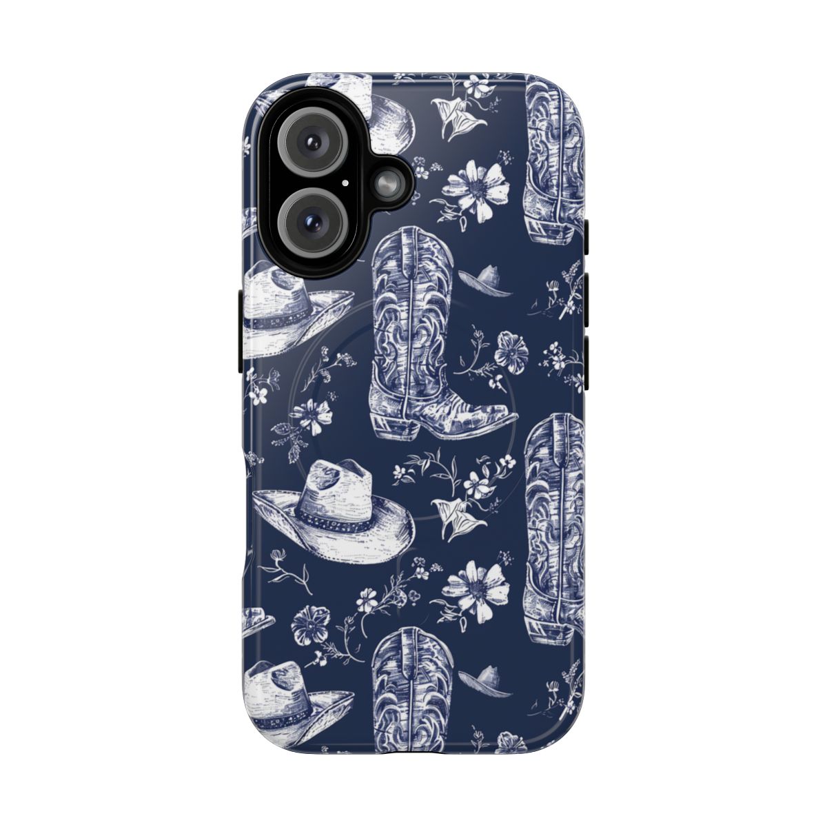 Navy Floral Boots Magnetic Case