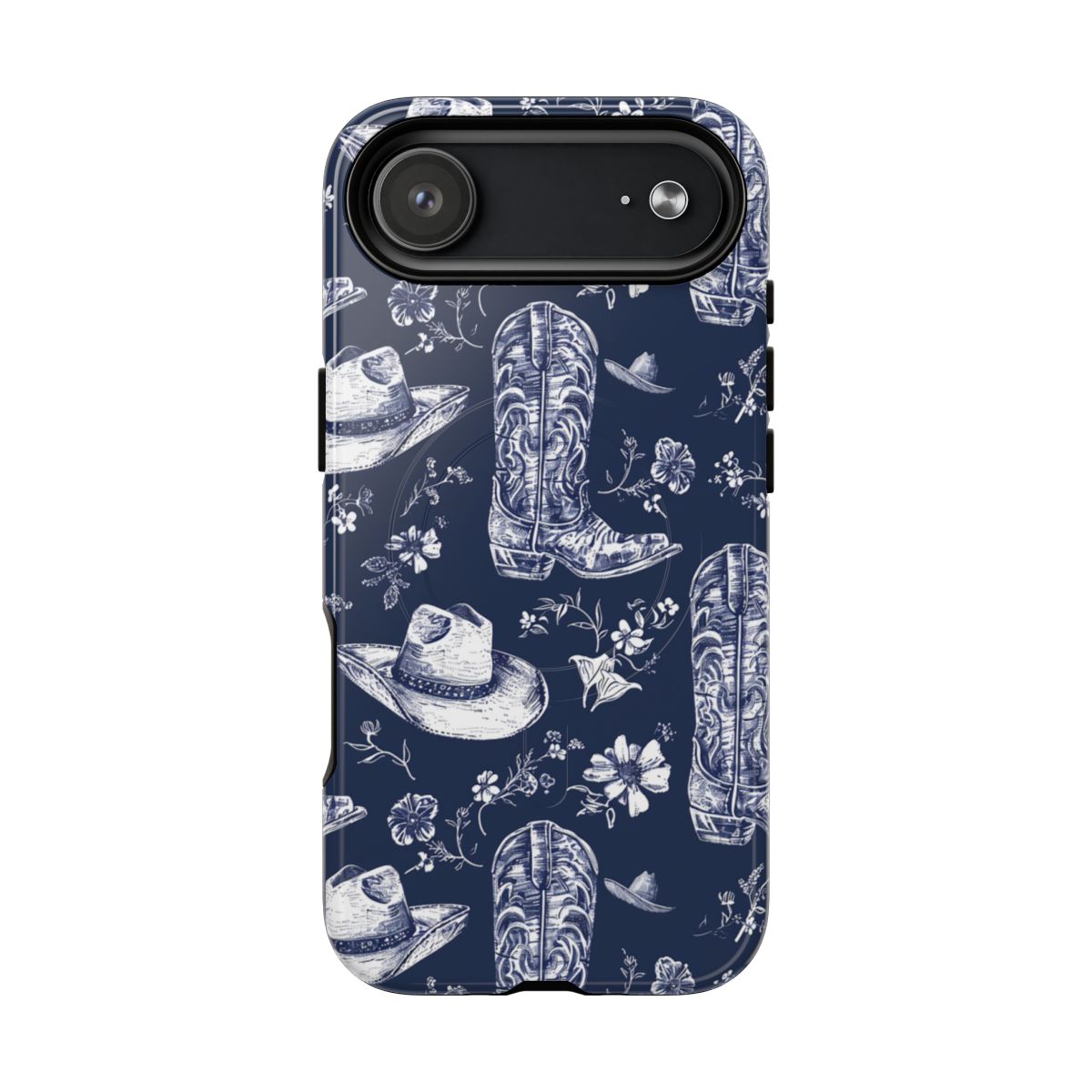 Navy Floral Boots Magnetic Case