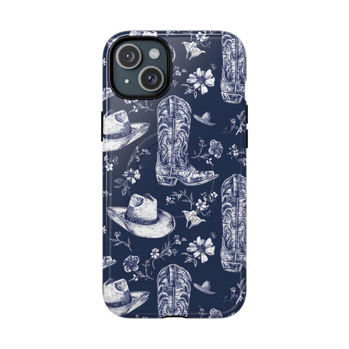 Navy Floral Boots Magnetic Case