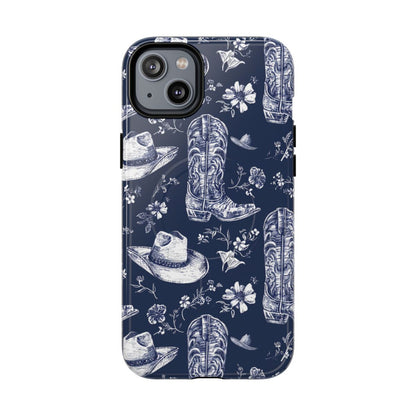 Navy Floral Boots Magnetic Case