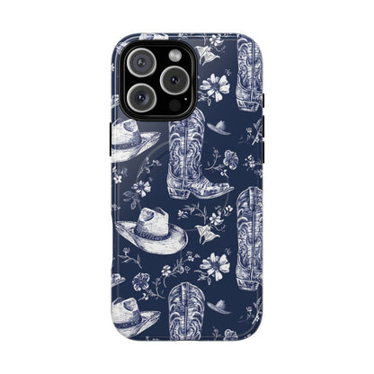 Navy Floral Boots Magnetic Case