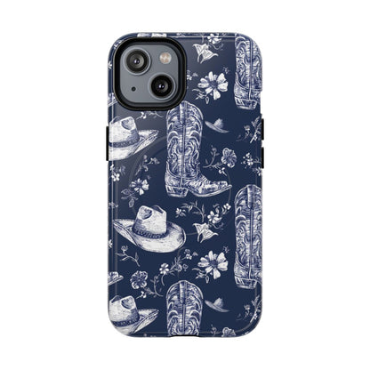 Navy Floral Boots Magnetic Case