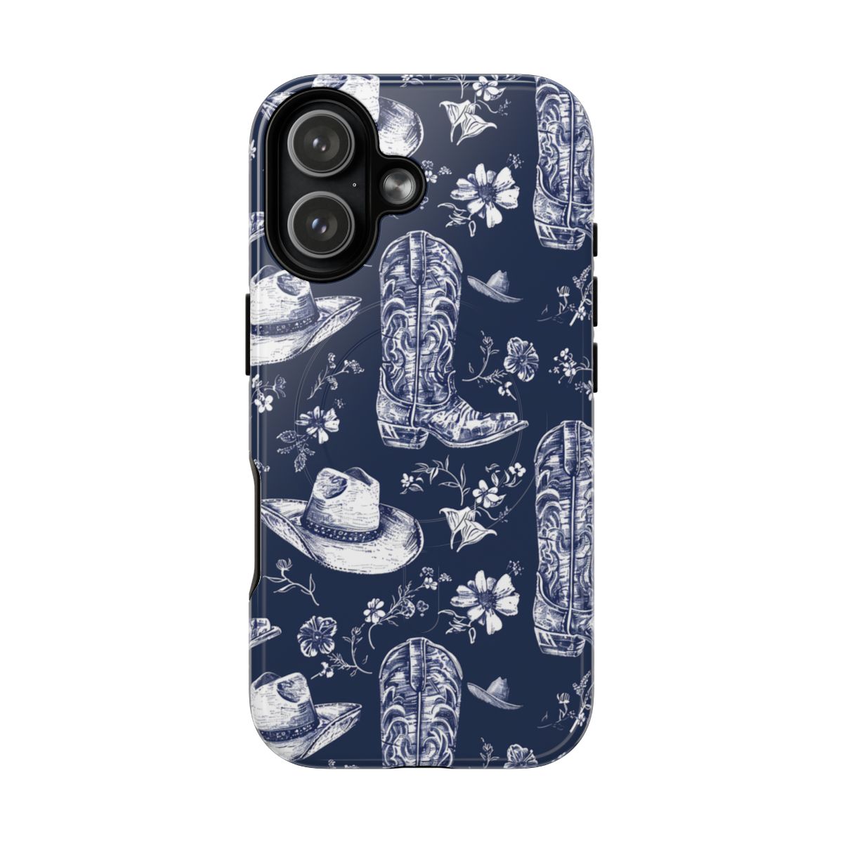 Navy Floral Boots Magnetic Case