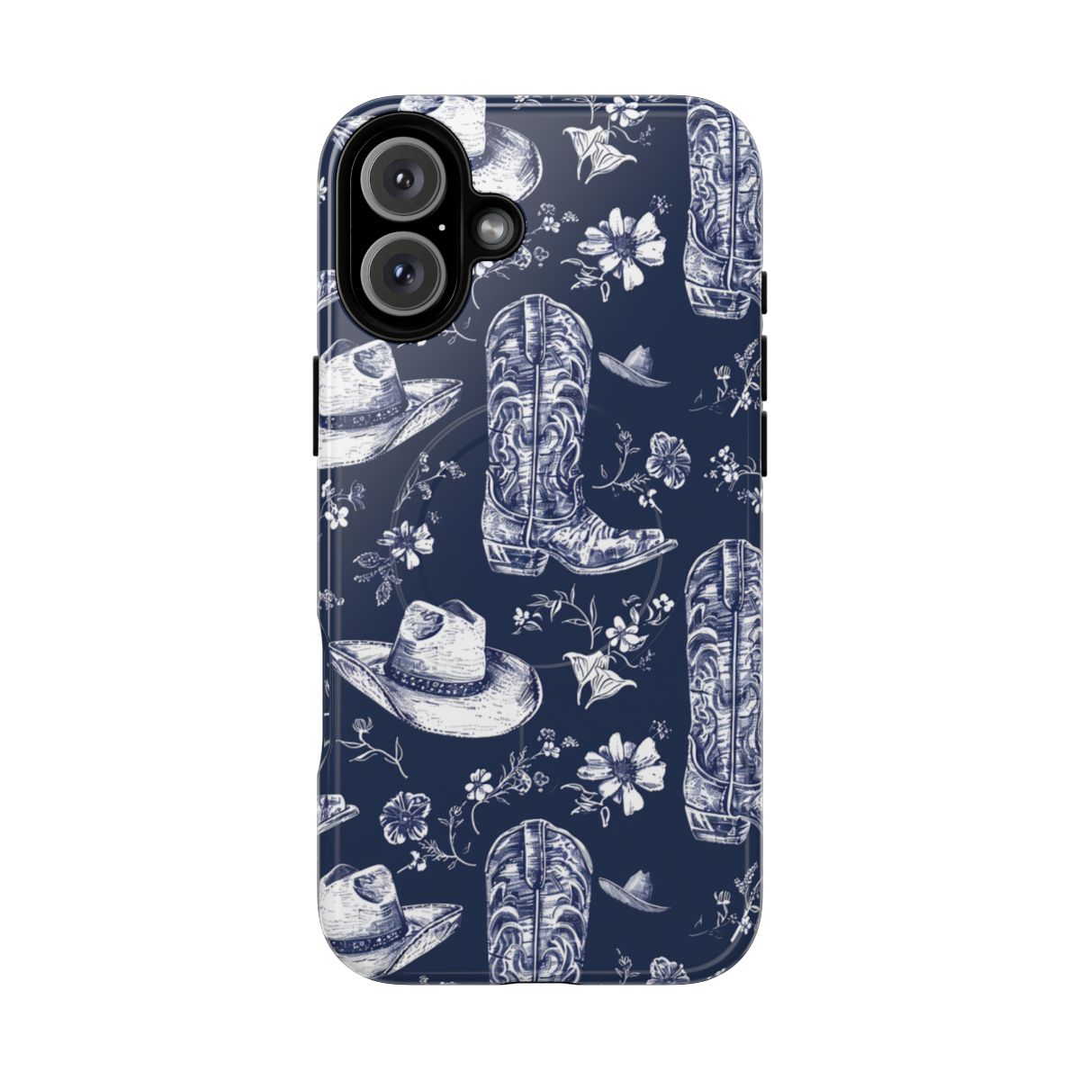 Navy Floral Boots Magnetic Case