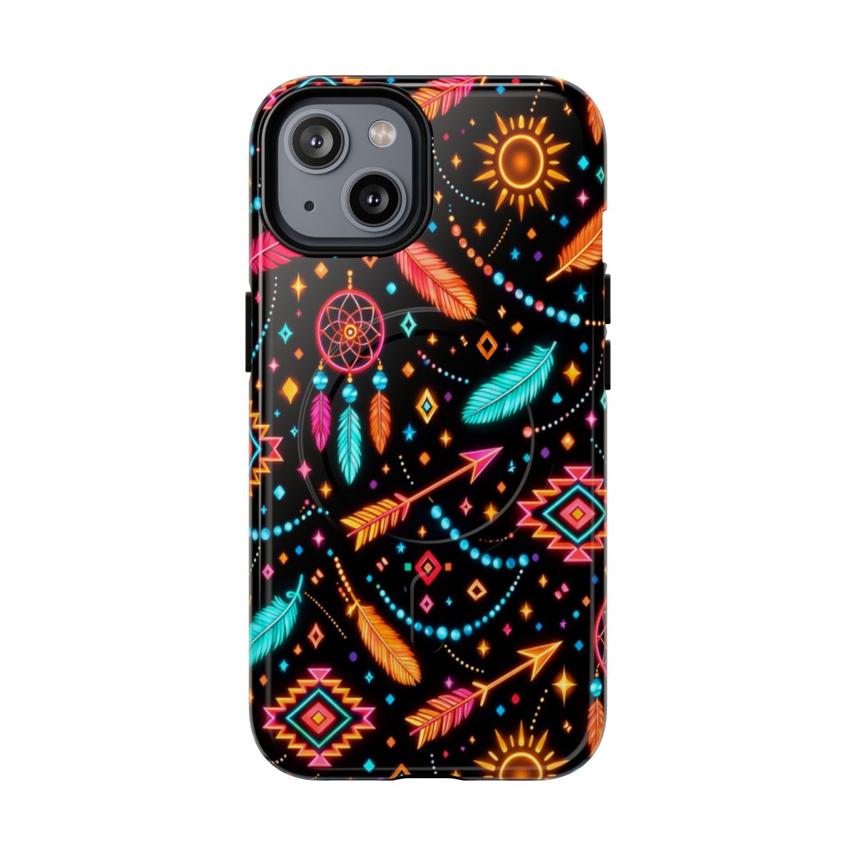 Neon Aztec Feather Magnetic Case