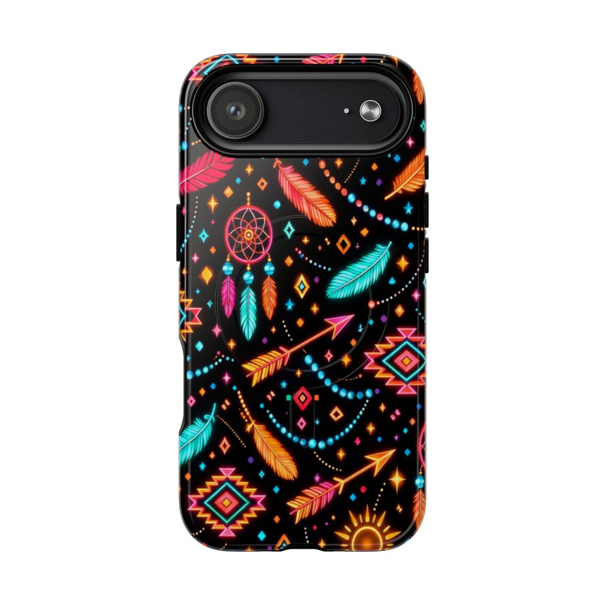 Neon Aztec Feather Magnetic Case