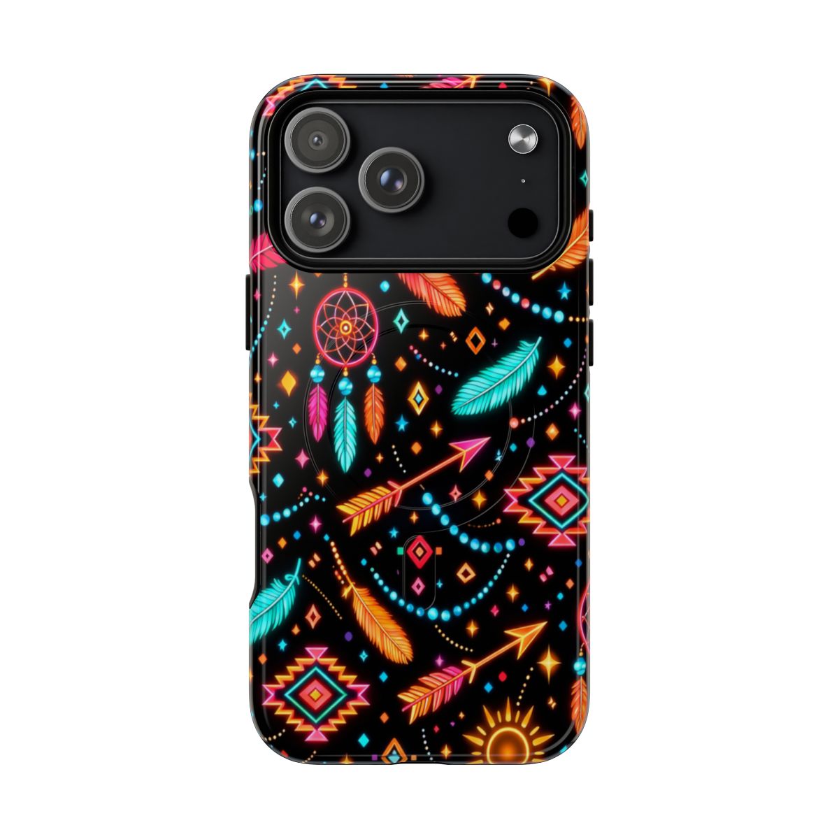 Neon Aztec Feather Magnetic Case