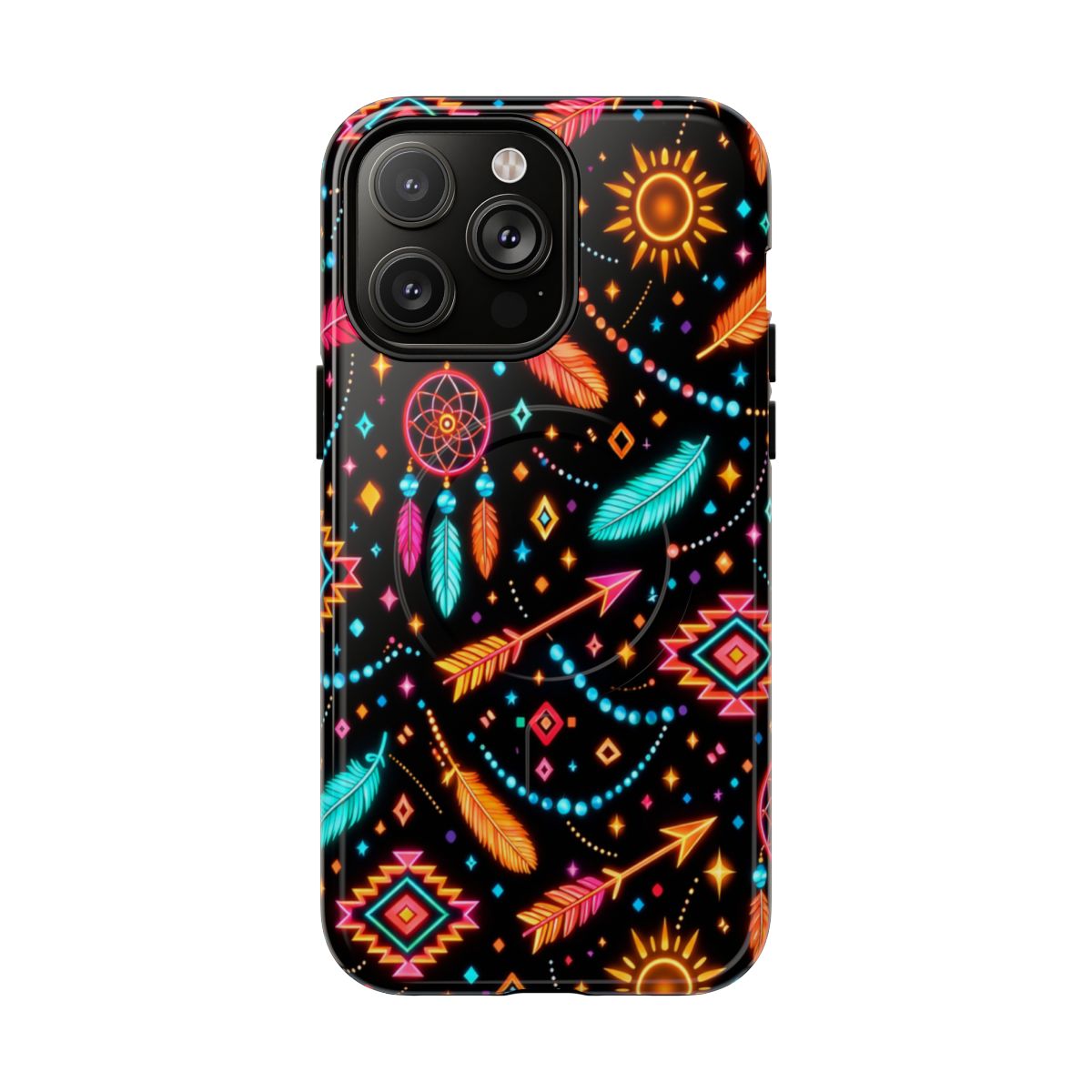 Neon Aztec Feather Magnetic Case