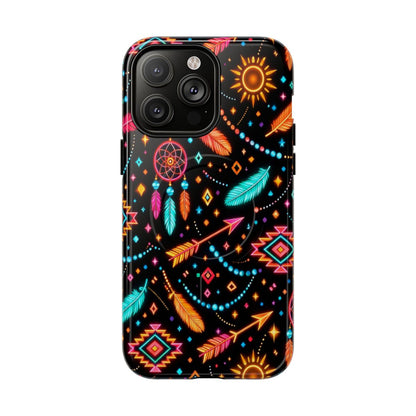 Neon Aztec Feather Magnetic Case