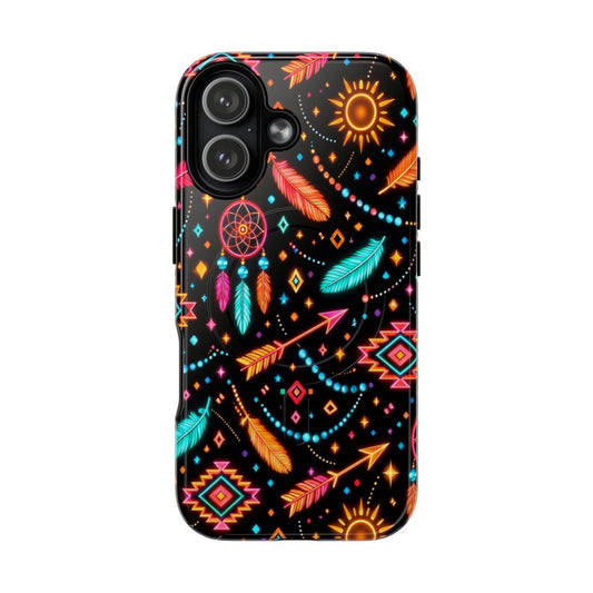 Neon Aztec Feather Magnetic Case