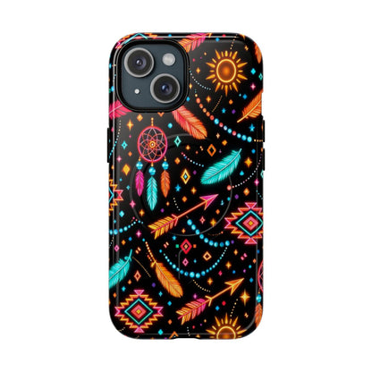 Neon Aztec Feather Magnetic Case