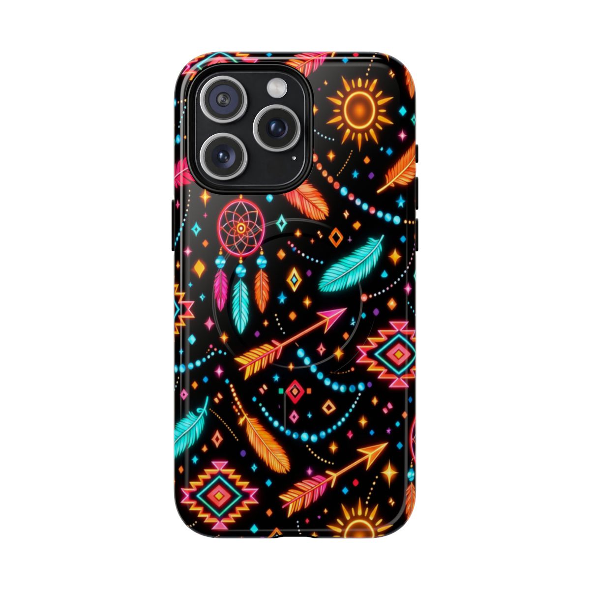 Neon Aztec Feather Magnetic Case