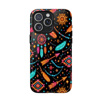 Neon Aztec Feather Magnetic Case