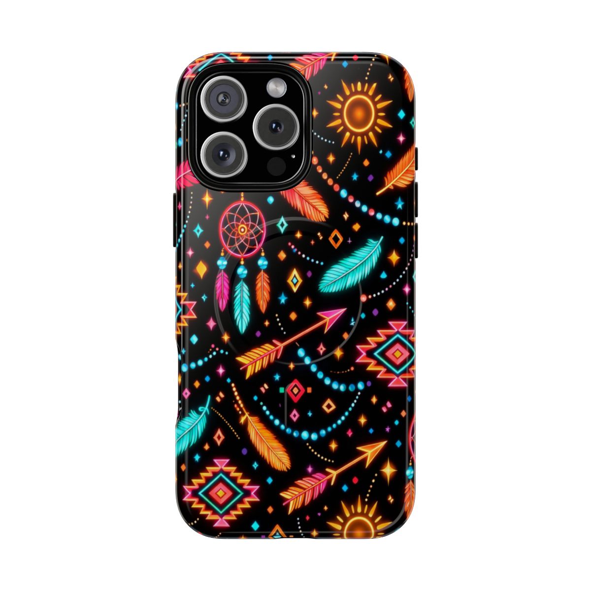 Neon Aztec Feather Magnetic Case