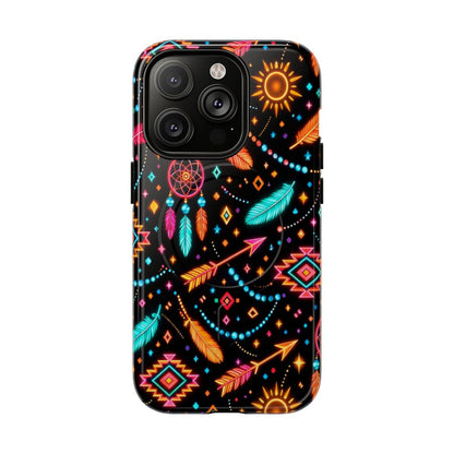 Neon Aztec Feather Magnetic Case