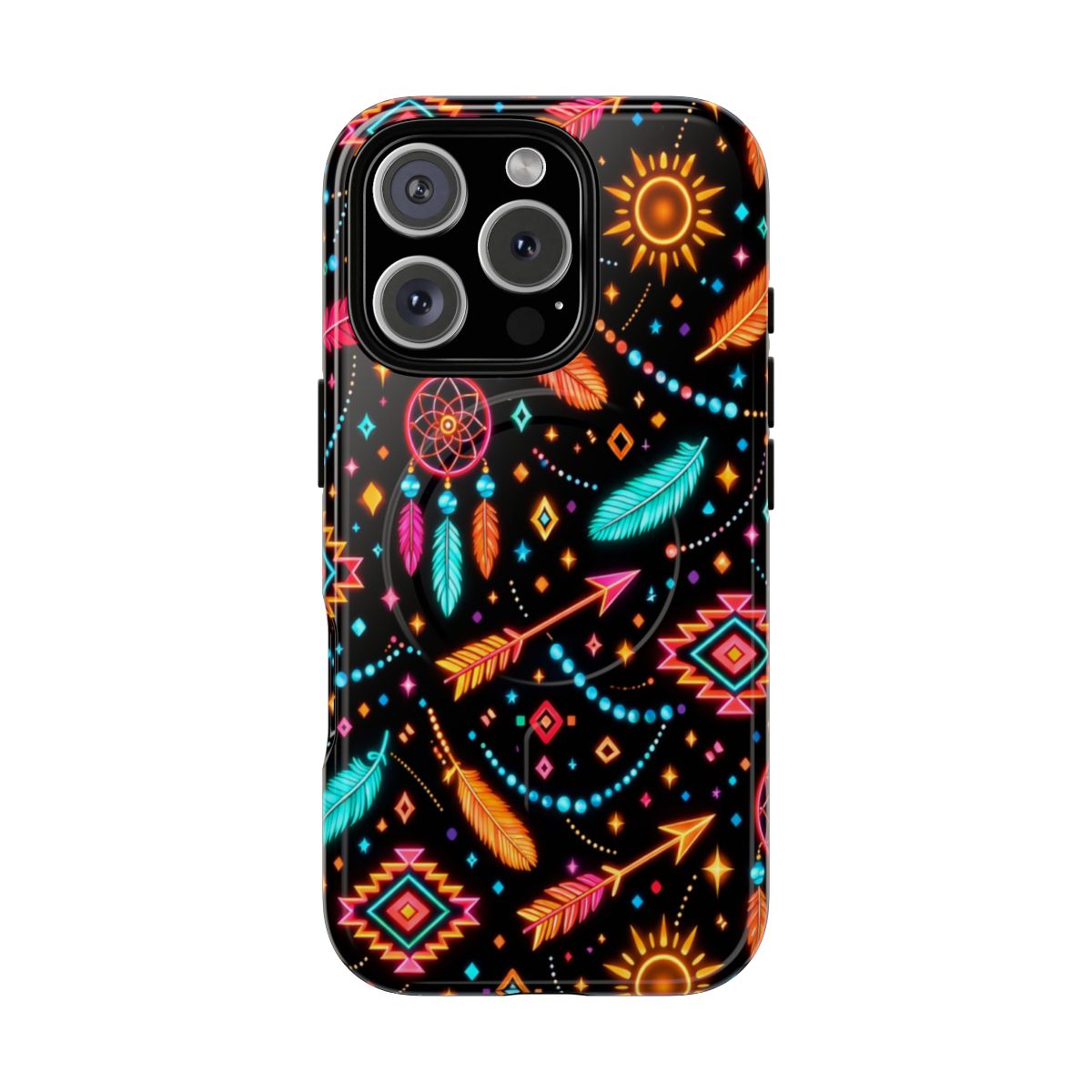 Neon Aztec Feather Magnetic Case