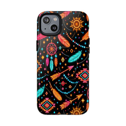 Neon Aztec Feather Magnetic Case