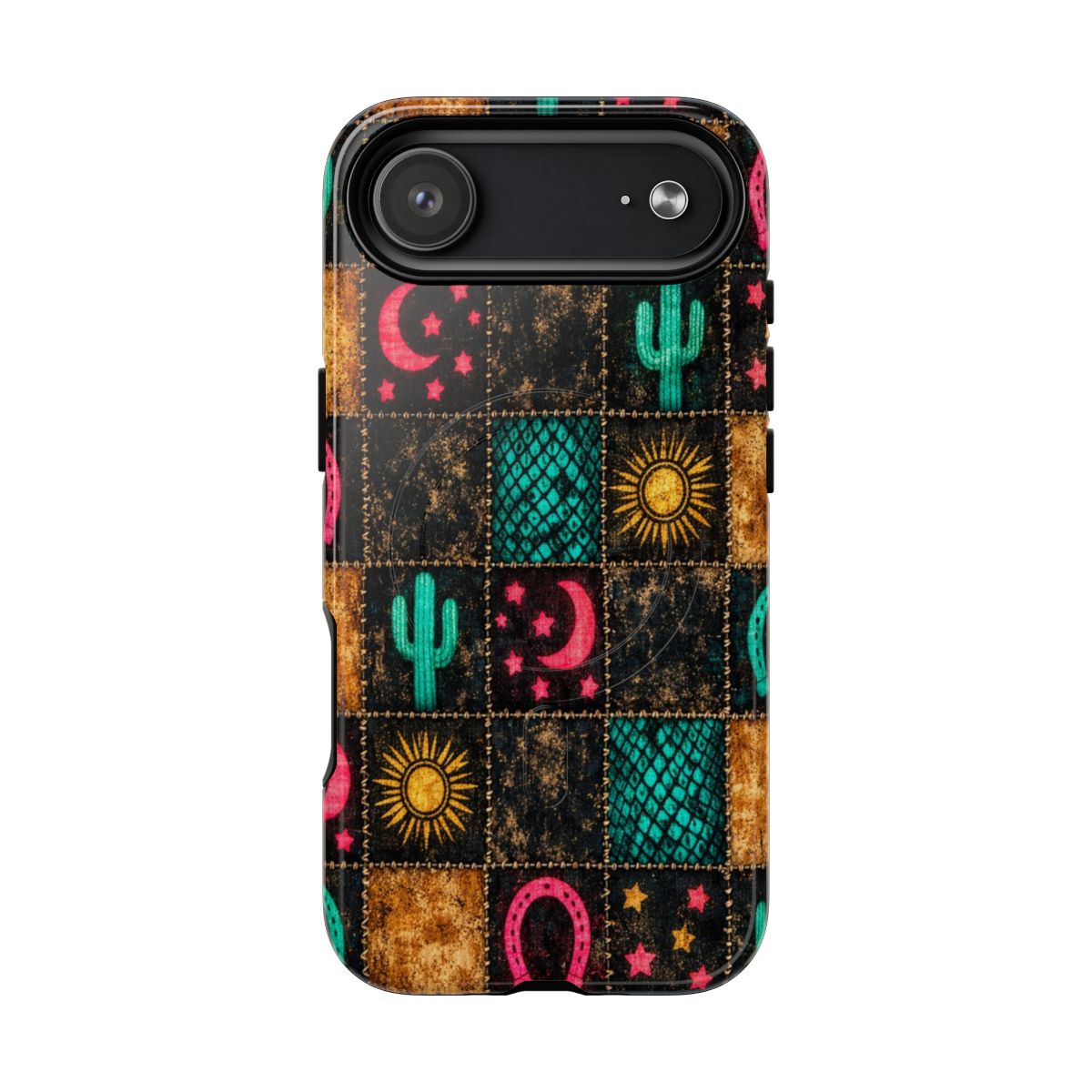 Neon Cactus Patchwork Magnetic Case