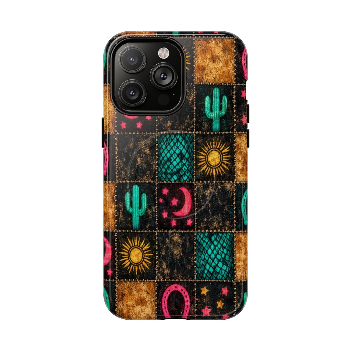 Neon Cactus Patchwork Magnetic Case