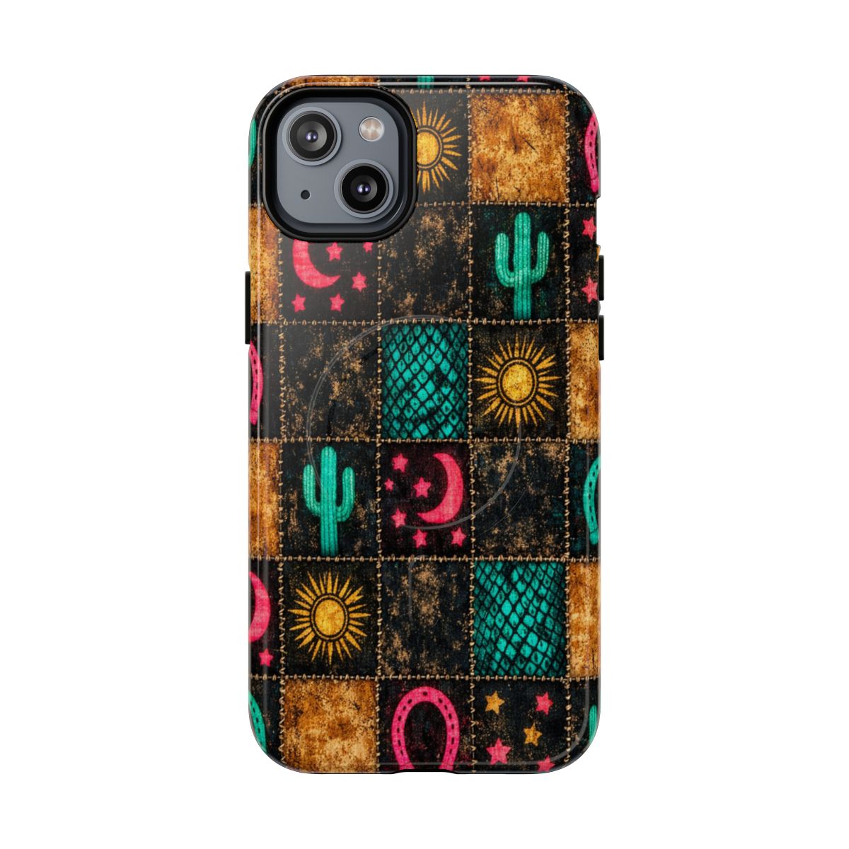 Neon Cactus Patchwork Magnetic Case