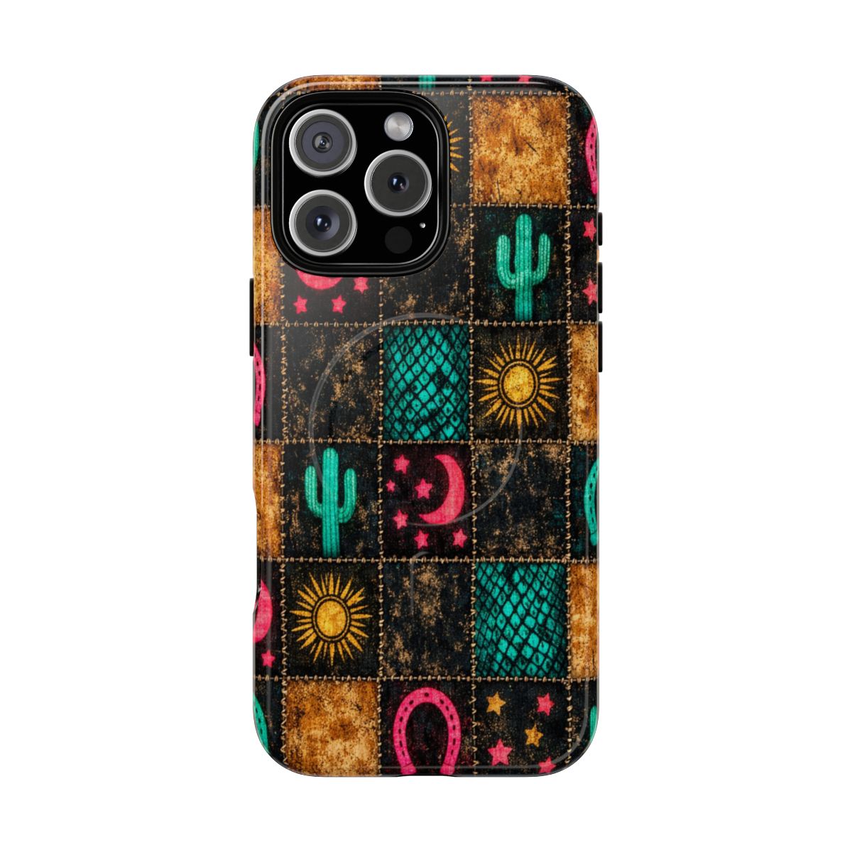 Neon Cactus Patchwork Magnetic Case