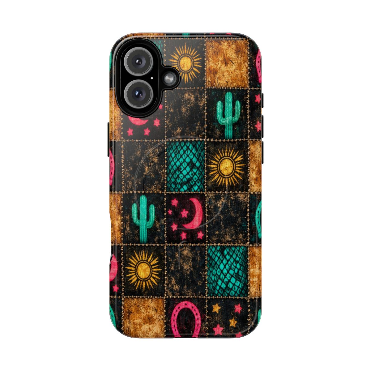 Neon Cactus Patchwork Magnetic Case