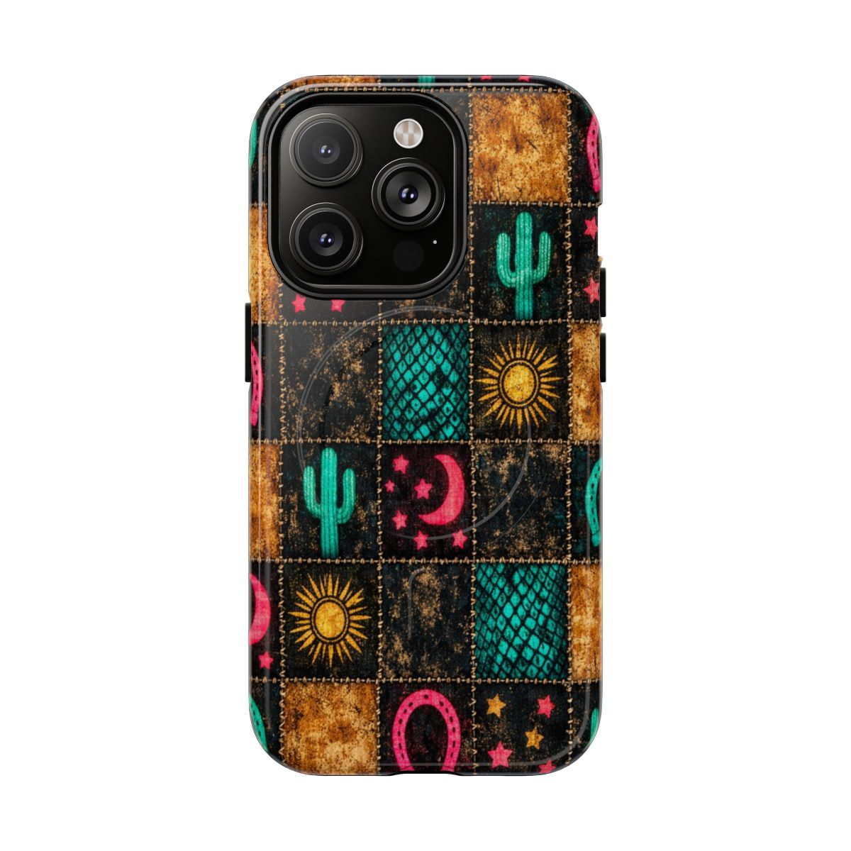 Neon Cactus Patchwork Magnetic Case