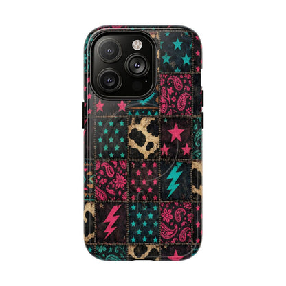 Neon Cowhide Patchwork Magnetic Case