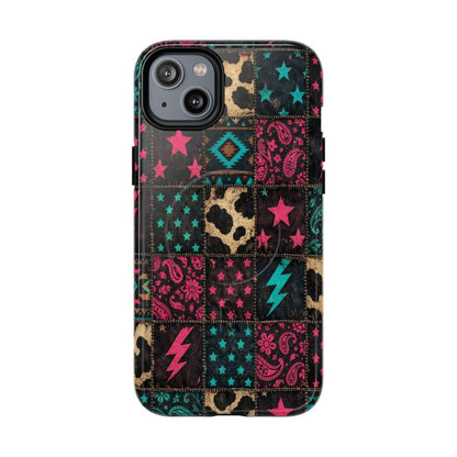 Neon Cowhide Patchwork Magnetic Case