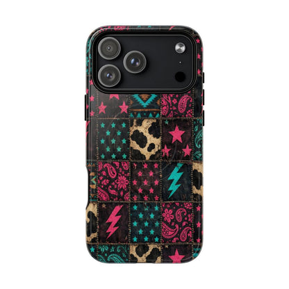 Neon Cowhide Patchwork Magnetic Case