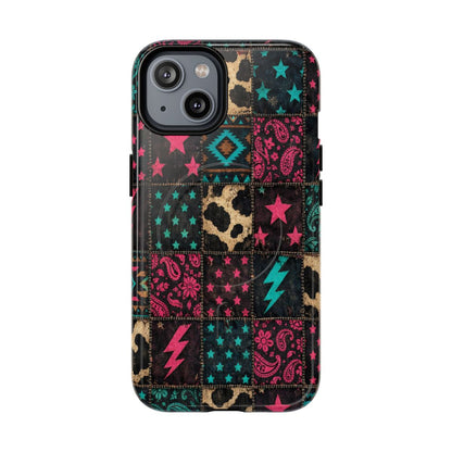 Neon Cowhide Patchwork Magnetic Case