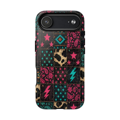 Neon Cowhide Patchwork Magnetic Case