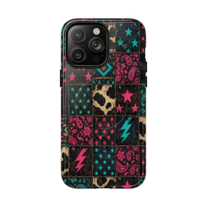 Neon Cowhide Patchwork Magnetic Case