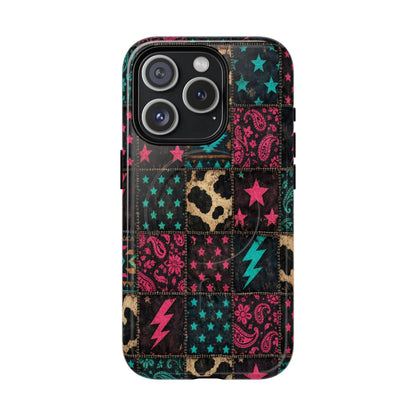 Neon Cowhide Patchwork Magnetic Case