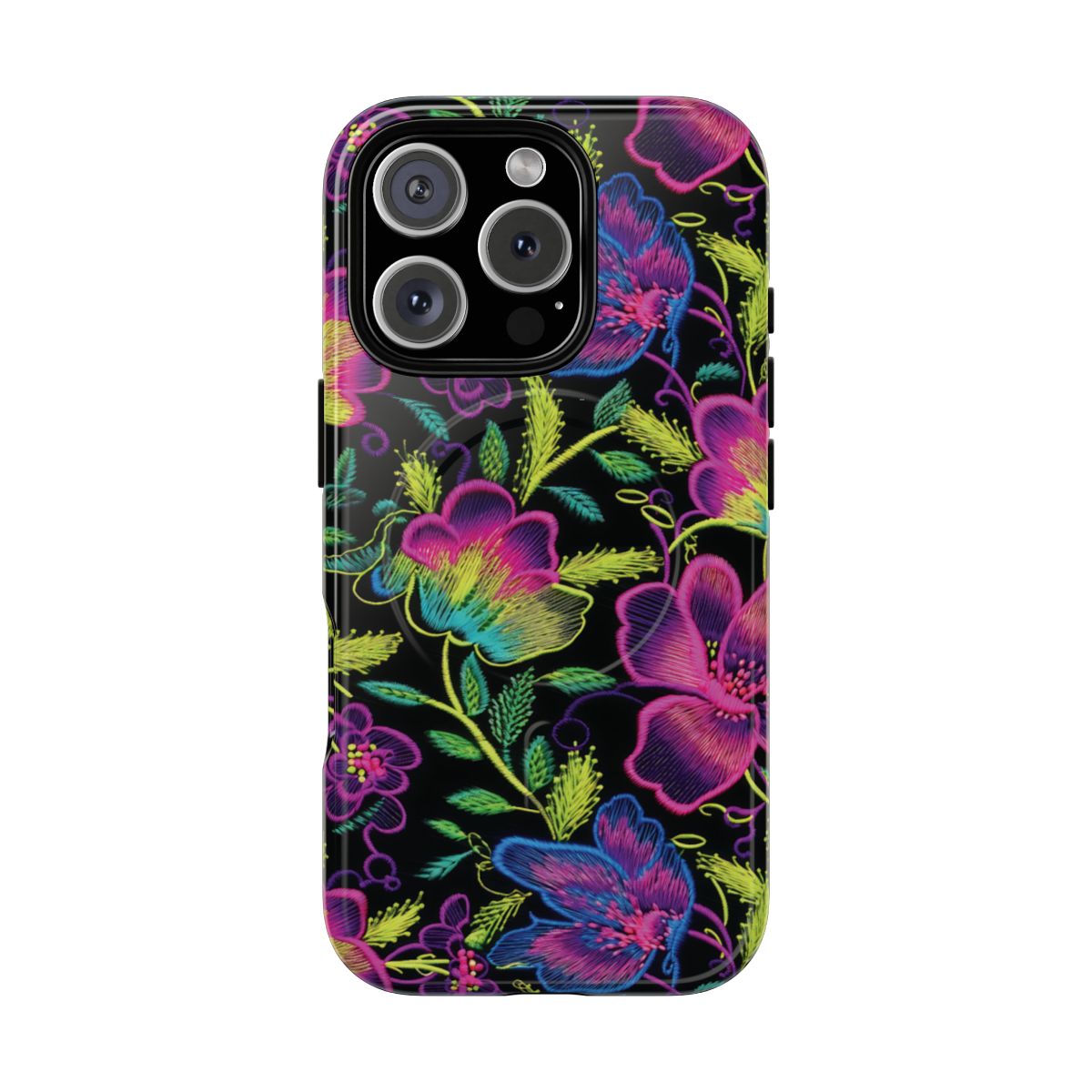Neon Green Flowers Magnetic Case