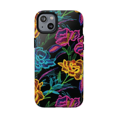 Neon Orange Flowers Magnetic Case