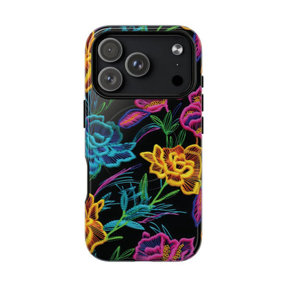 Neon Orange Flowers Magnetic Case