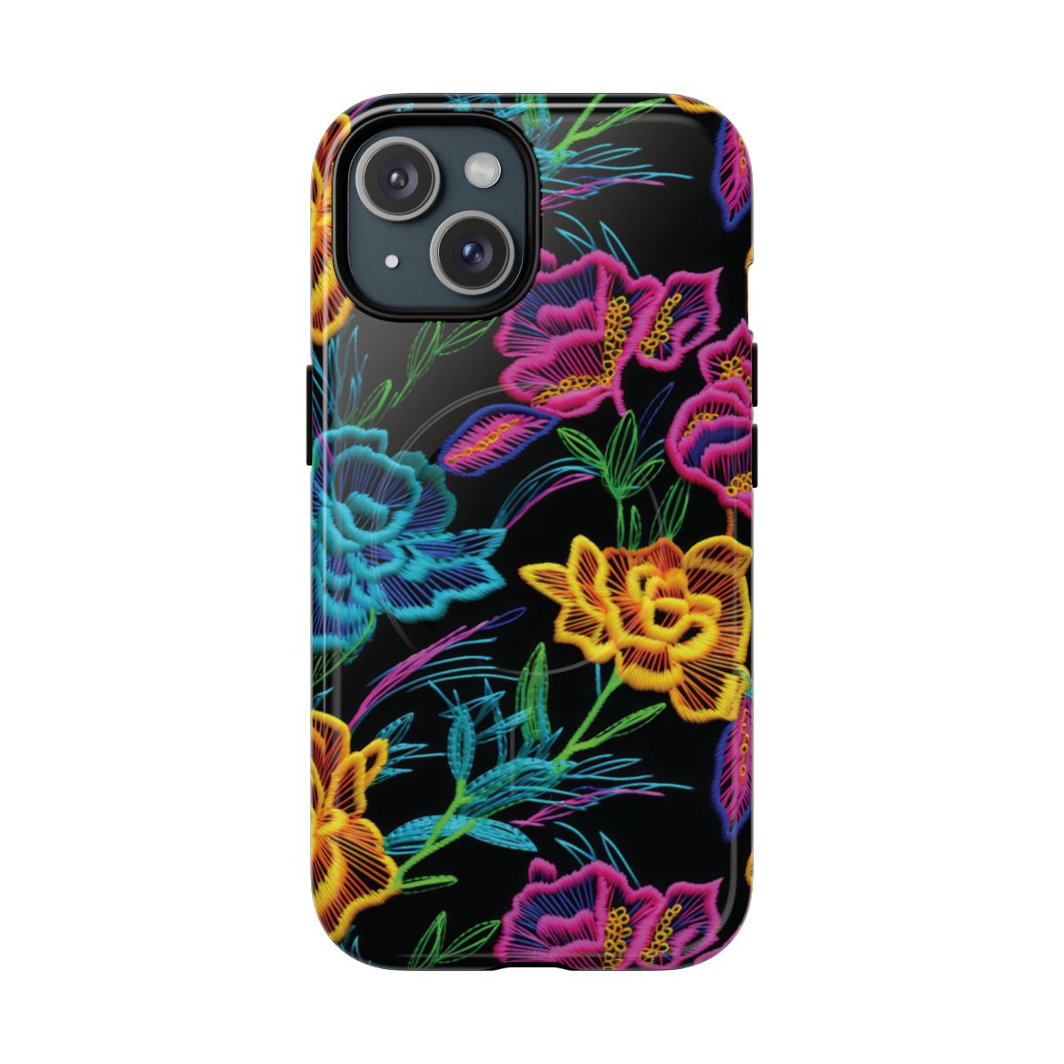 Neon Orange Flowers Magnetic Case