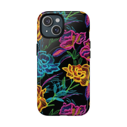 Neon Orange Flowers Magnetic Case